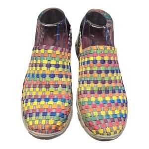 Corkys Joann Multi Color Rainbow‎ Woven Elastic Slip On Sneakers Womens 8